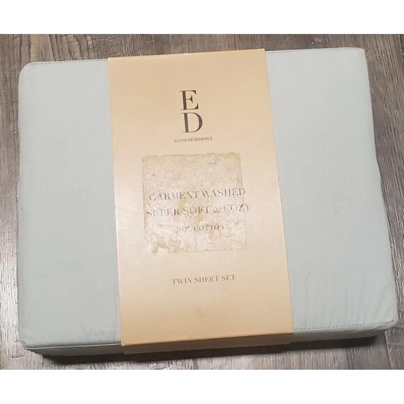 Ellen Degeneres Garment Washed Super Soft & Cozy Twin Sheet Set Jade Sage New - Picture 1 of 4
